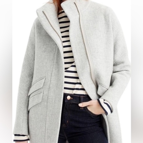 Women's NWOT Jcrew heather gray Italian stadium cloth wool coat, size 2, lined - Picture 2 of 6